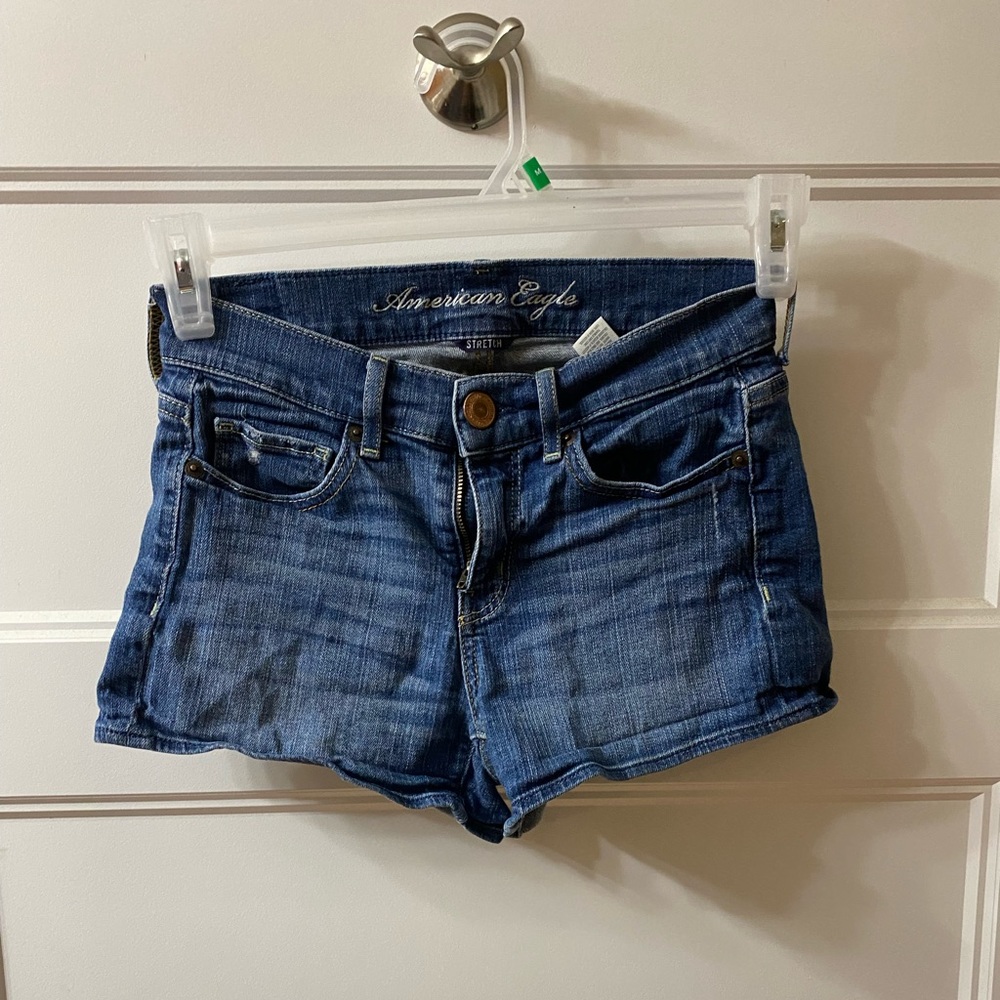 American Eagle Stretch denim shorts, size 0, 2 inch inseam